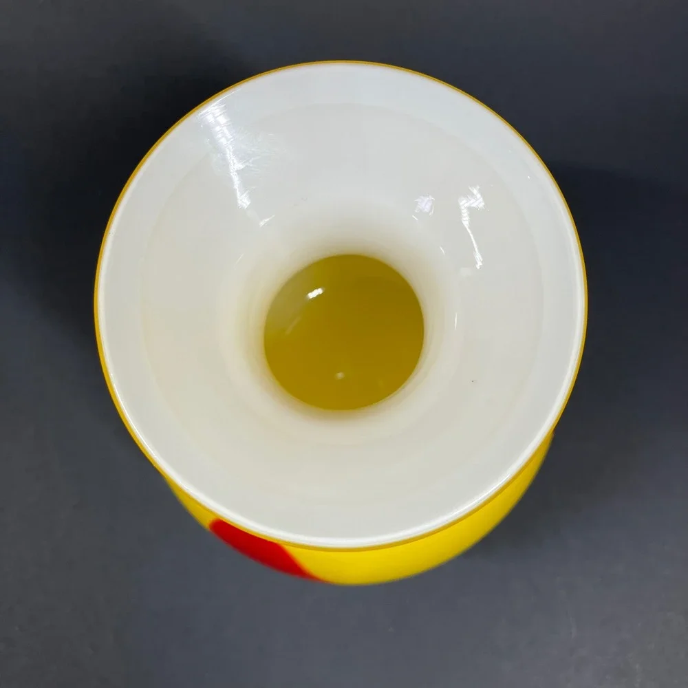 Modern Murano Style Sommerso Art Glass Vase - Yellow & Red Cased Glass 6